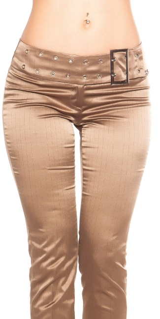 pants with sewed belt Cappuccino